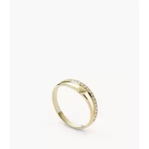 Fossil Womens Sadie All Stacked Up Gold-Tone Stainless Steel Heart Band Ring - Gold
