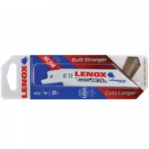 Lenox 18TPI Medium Metal Cutting Reciprocating Saw Blades 102mm Pack of 5