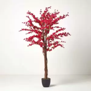 Artificial Blossom Tree Cerise Pink Silk Flowers - Pink - Homescapes