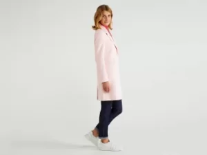 Benetton, Coat With Lapel Collar, taglia 42, Pastel Pink, Women