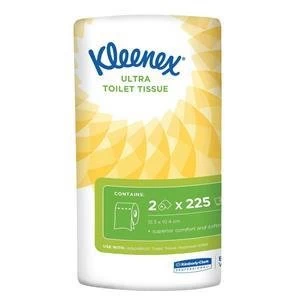 Original Kleenex Small Toilet Roll 2 ply 2 Rolls of 240 Sheets Pack of 24