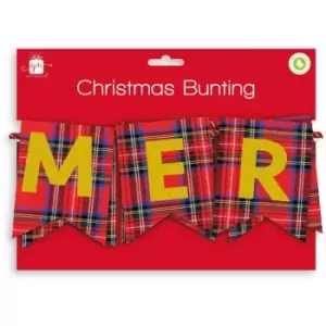 Giftmaker Merry Christmas Fabric Christmas Bunting (One Size) (Red) - Red