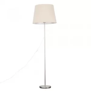Charlie Brushed Chrome Floor Lamp with XL Beige Aspen Shade