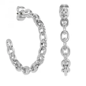 Ladies Adore Silver Plated Fixed Cable Link Hoop Earrings