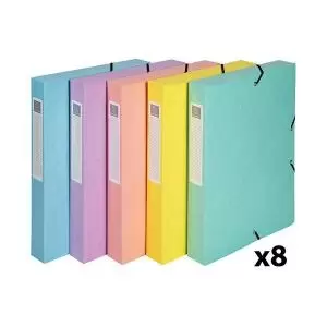 Exacompta Aquarel Exabox 40mm Box File Glossy Card A4 Assorted Pack of