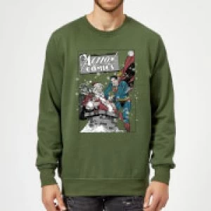 DC Comics Originals Superman Action Comics Green Christmas Sweatshirt - XL - Green