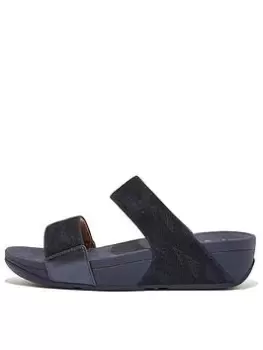 FitFlop Lulu Glitz Slide Sandals - Navy, Size 4, Women