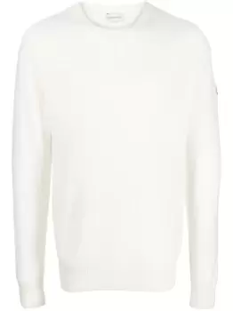 MONCLER Logo Patch Ribbed Sweatshirt White