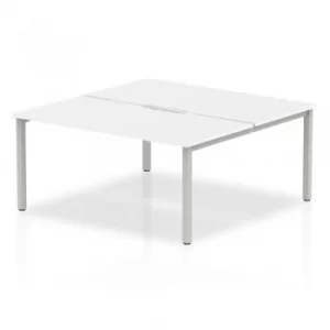 B2B Silver Frame Bench Desk 1600 White (2 Pod)