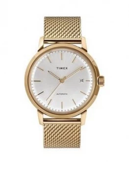 Timex Timex Marlin Automatic 40Mm Case Silver Dial Gold Tone Mesh Strap