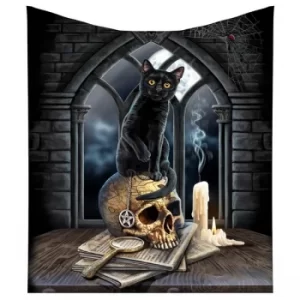 Lisa Parker Spirits of Salem Black Cat Familiar Skull Throw