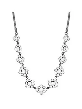 Mood Hematite Crystal Flower Short Necklace, Silver, Women