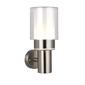 Olympia Integrated LED 1 Light Outdoor Wall Light Brushed Stainless Steel, Clear IP44