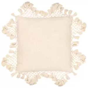 Anko Macrame Tassel Trim Cushion Oatmeal, Oatmeal / 45 x 45cm / Polyester Filled