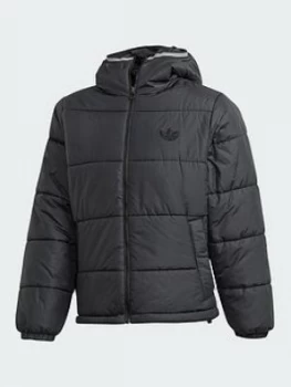 adidas Padded Hooded Coat - Black, Size XL, Men