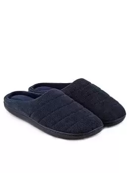 Totes Isotoner Isotoner Textured Cord Stitch Detail Mule Slippers - Navy, Size 10, Men