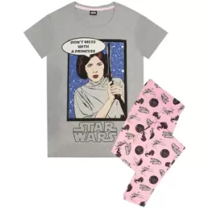 Star Wars Womens/Ladies Princess Leia Pyjama Set (XL) (Grey/Pink)
