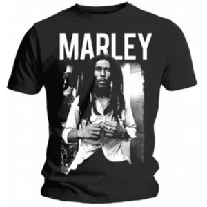 Bob Marley Black & White Mens Black T Shirt: Large