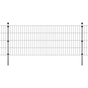 2D Garden Fence Panels & Posts Silver 2008x830 mm 4m - Silver - Vidaxl
