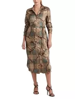 Lauren by Ralph Lauren Shadny Luxe Shirt Dress, Tan, Size 8, Women