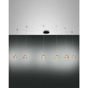Fabas Luce Arabella LED Cluster Pendant Ceiling Light Amber Glass