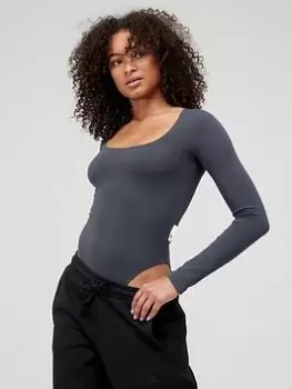 adidas Studio Lounge Bodysuit - Dark Grey, Size XS, Women
