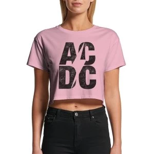 Ac/Dc - Stacked Logo Womens X-Large Crop Top - Pink