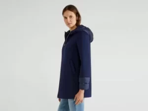 Benetton, Padded Jacket With Hood, taglia 38, Dark Blue, Women
