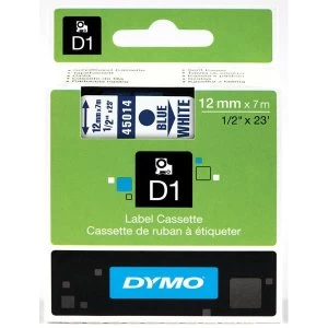 Dymo D1 45014 Blue on White Label Tape 12mm x 7mm