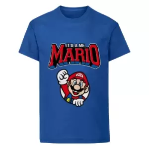 Super Mario Childrens/Kids Mario Varsity T-Shirt (5-6 Years) (Blue)
