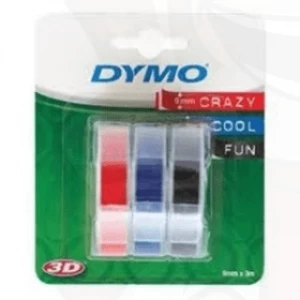 Dymo S0847750 Original Blue/Black/Red Embossing Tape 9mm x 3m - 3 Pack