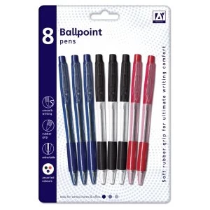 A Star Ballpoint Pens With Grips Pack 8
