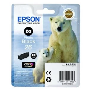 Epson Polar Bear 26 Photo Black Ink Cartridge