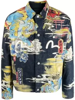 EVISU Komainu Vintage Japanese Print Denim Jacket