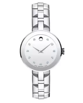 Movado Sapphire Silver Dial Diamond Stainless Steel Womens Watch 0606814 0606814