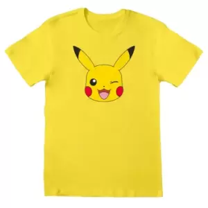 Pokemon Unisex Adult Pikachu Face T-Shirt (M) (Yellow)