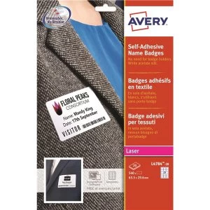 Avery L4784 20 63.5x29.6mm Self Adhesive Name Badges 540 Labels
