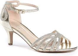Pink by Paradox London Glitter 'Melby' Mid Heel Kitten Heel Ankle Strap Sandals - 3 - gold