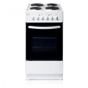 Haden HES50W 50cm Electric Cooker in White Single Oven Sealed Plate