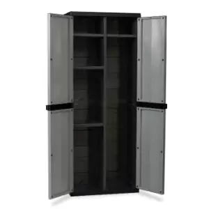 165cm Tall x 65cm Plastic Indoor / Outdoor Garden Storage Cabinet Shed in Dark Grey