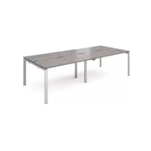 Adapt double back to back desks 2800mm x 1200mm - silver frame and grey oak top
