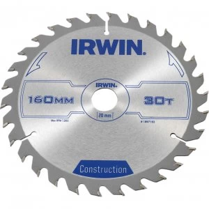 Irwin ATB Construction Circular Saw Blade 160mm 30T 20mm