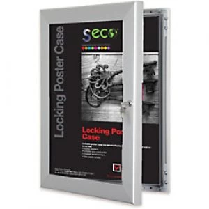 Stewart Superior Wall Mountable Lockable Poster Case 31 x 38cm Silver