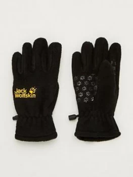 Boys, Jack Wolfskin Kids Fleece Gloves - Black, Size 10 Years