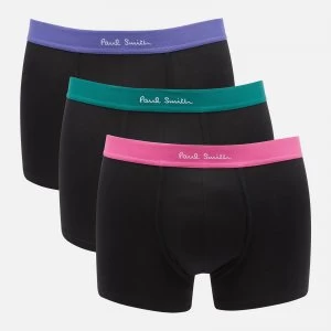 Paul Smith Mens 3 Pack Contrast Waistband Trunks - Blue/Pink/Green - L