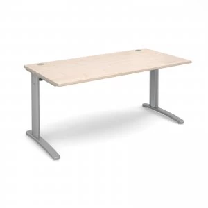 TR10 Straight Desk 1600mm x 800mm - Silver Frame maple Top