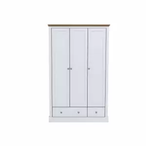 LPD Devon 3 Door 2 Drawer Wardrobe White