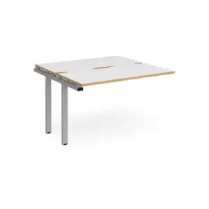 Bench Desk Add On 2 Person Rectangular Desks 1200mm White/Oak Tops With Silver Frames 1200mm Depth Adapt