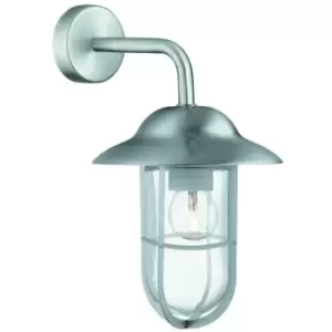 Searchlight Genoa - 1 Light Outdoor Fisherman Dome Wall Light Stainless Steel IP44Glass Lanterns, E27
