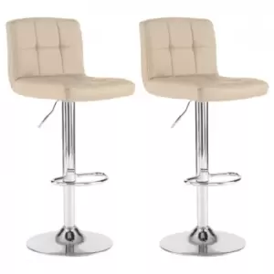 Neo Cream Faux Leather Bar Stools With Polished Chrome Legs Set Of Two